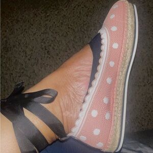 Kate Spade Pink Polka Dot Knottingham Knit Espadrilles…
